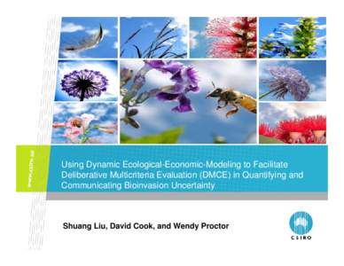 Using Dynamic Ecological-Economic-Modeling to Facilitate Deliberative Multicriteria Evaluation (DMCE) in Quantifying and Communicating Bioinvasion Uncertainty Shuang Liu, David Cook, and Wendy Proctor