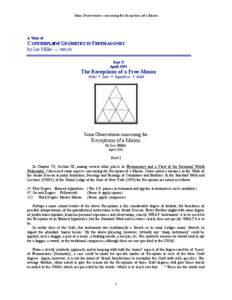 Some Observations concerning the Receptions of a Mason  A View of C ONTEMPLATIVE GEOMETRY IN FREEMASONRY by Lee Miller – c[removed]
