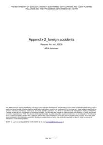 FRENCH MINISTRY OF ECOLOGY, ENERGY, SUSTAINABLE DEVELOPMENT AND TOWN PLANNING POLLUTION AND RISK PREVENTION DEPARTMENT SEI / BARPI Appendix 2_foreign accidents Request No.: ed_10930 ARIA database