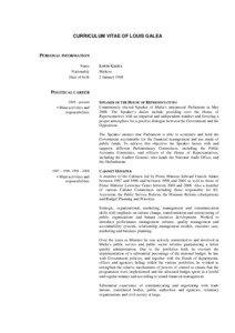 CURRICULUM VITAE OF LOUIS GALEA