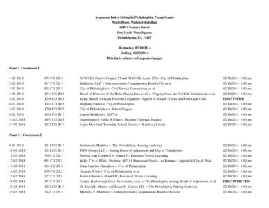 Argument Index Sitting In Philadelphia, Pennsylvania Ninth Floor, Widener Building 1339 Chestnut Street One South Penn Square Philadelphia, PA[removed]Beginning: [removed]