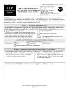 Application for Transfer License Limitation Program Groundfish and Crab License