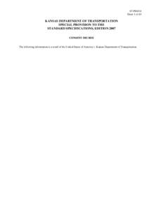 07-PS0434 Sheet 1 of 63 KANSAS DEPARTMENT OF TRANSPORTATION SPECIAL PROVISION TO THE STANDARD SPECIFICATIONS, EDITION 2007