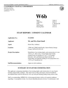 STATE OF CALIFORNIA – NATURAL RESOURCES AGENCY  EDMUND G. BROWN JR., Governor CALIFORNIA COASTAL COMMISSION South Coast Area Office