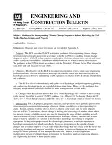 ECB[removed]Guidance for Incorporating Climate Change Impacts to Inland Hydrology in Civil Works Studies, Designs, and Projects -- Applicability:  Guidance