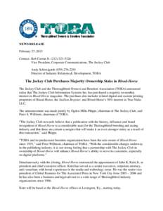 Thoroughbred Owners and Breeders Association / Ogden Mills Phipps / The Jockey Club / The Blood-Horse / National Thoroughbred Racing Association / Thoroughbred horse racing / Thoroughbred / Horse racing / Sports / Animals in sport