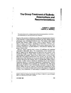 The Group Treatment of Bulimia: Assumptions and Recommendations  ROBERT A. MINES