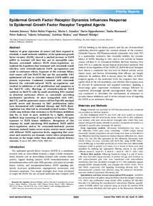 Priority Reports  Epidermal Growth Factor Receptor Dynamics Influences Response to Epidermal Growth Factor Receptor Targeted Agents 1