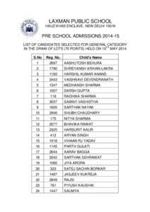 LAXMAN PUBLIC SCHOOL HAUZ KHAS ENCLAVE, NEW DELHI[removed]PRE SCHOOL ADMISSIONS[removed]  `