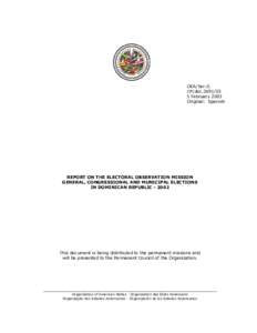 OEA/Ser.G CP/doc[removed]February 2003 Original: Spanish  REPORT ON THE ELECTORAL OBSERVATION MISSION