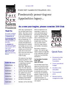 1st Quarter[removed]February Fort New Salem Foundation, Inc.