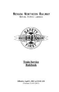 Train Service Rulebook Effective April 1, 2011 at 12:01 AM (Version 11.0 © 2011)