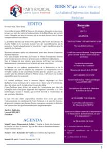 BIRS N°42  JANV-FEV 2015 Le Bulletin d’Information Radical Socialiste