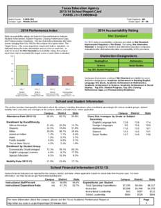 Texas Education AgencySchool Report Card PARIS J HDistrict Name: PARIS ISD Campus Type: Middle School