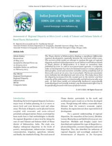 Indian Journal of Spatial Science Vol[removed]No. 1 Summer Issue 2013 pp[removed]Indian Journal of Spatial Science EISSN: [removed]ISSN: [removed]journal homepage: www.indiansss.org