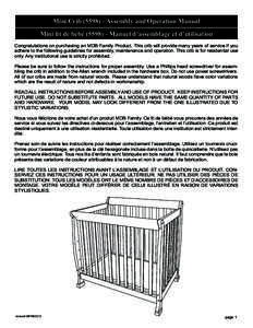 Mini Crib[removed]Assembly and Operation Manual Mini lit de bébé ([removed]Manuel d’assemblage et d’utilisation Congratulations on purchasing an MDB Family Product. This crib will provide many years of service if y