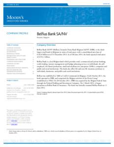 BANKING  OCTOBER 30, 2014 Belﬁus Bank SA/NV