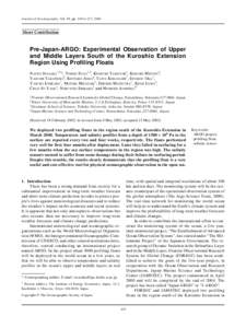 Journal of Oceanography, Vol. 59, pp. 119 to 127, 2003  Short Contribution Pre-Japan-ARGO: Experimental Observation of Upper and Middle Layers South of the Kuroshio Extension