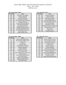 Kennett High / Middle / John Fuller School Bus Schedule forDriver : Ben Bus #2 KHS Bus Lane 9 AM - Kennett High / Middle AM Time