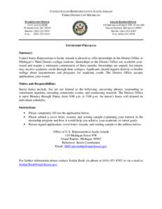 UNITED STATES REPRESENTATIVE JUSTIN AMASH THIRD DISTRICT OF MICHIGAN WASHINGTON OFFICE: 114 CANNON HOB WASHINGTON, DC[removed]PHONE: ([removed]