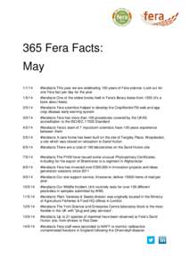 365 Fera Facts: May[removed] #ferafacts This year we are celebrating 100 years of Fera science. Look out for one Fera fact per day for the year