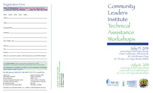 Community Leaders Institute Technical Assistance Workshops