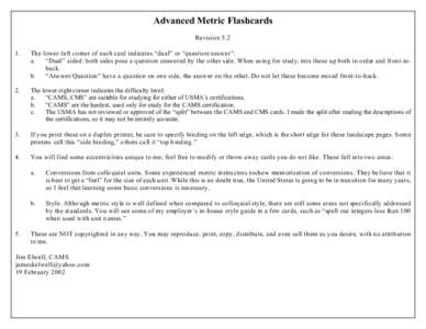 Advanced Metric Flashcards Revisi on[removed]The lower-left corner of each card indicates “dual” or “question/answer”: a.