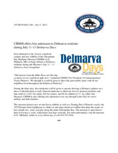 Microsoft Word - NEWS_CBMM_DelmarvaDays11.doc