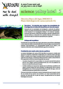 science policy brief 5 Directiva Marco del AguaCE: Planes hidrológicos de cuenca (artículo 13) Xerochore - Un ejercicio para evaluar las necesidades de investigación y la selección de políticas en áreas de