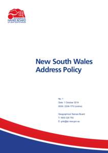 New South Wales Address Policy No: 1 Date: 1 October 2014 ISSN[removed]online)