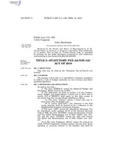 Statutory Pay-As-You-Go Act / Baseline / Economic policy / Economic Growth and Tax Relief Reconciliation Act / Reconciliation / United States budget process / Congressional Budget and Impoundment Control Act / United States federal legislation / Government / PAYGO