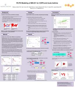 PK/PD Modeling of MN-221 for COPD and Acute Asthma Rebecca Baillie PhD, Alan Dunton MD, Maria Feldman, Kazuko Matsuda MD, Brian M. Sadler PhD, James Bosley PhD Rosa & Co LLC, MediciNova Inc. Background