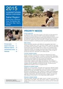 2015 HUMANITARIAN NEEDS OVERVIEW Sahel Region1 Burkina Faso, Cameroon,