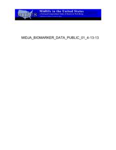 MIDJA_BIOMARKER_DATA_PUBLIC_01_4-13-13  MIDJA Biomarkers Abstract The MIDJA Biomarker study obtained biological assessments from a subsample (n=382) of MIDJA Survey (ICPSRrespondents (N=Participants trave