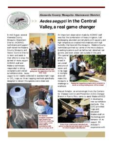 Alameda County Mosquito Abatement District  Aedes aegypti in the Central Valley, a real game changer In mid August, several Alameda County