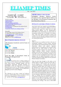 ELIAMEP TIMES May - June 2005 NEWS ABOUT OUR TEAM This issue’s contents: Forthcoming Events