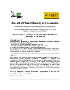 Journal of Internet Banking and Commerce An open access Internet journal (http://www.arraydev.com/commerce/jibc/) Journal of Internet Banking and Commerce, December 2014, vol. 19, no.3 (http://www.arraydev.com/commerce/j