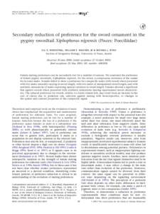 ANIMAL BEHAVIOUR, 2002, 63, 37–45 doi:anbe, available online at http://www.idealibrary.com on Secondary reduction of preference for the sword ornament in the pygmy swordtail Xiphophorus nigrensis (Pis