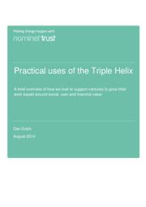 Practical uses of the Triple Helix A brief overview of how we look to support ventures to grow their work based around social, user and financial value Dan Sutch August 2014