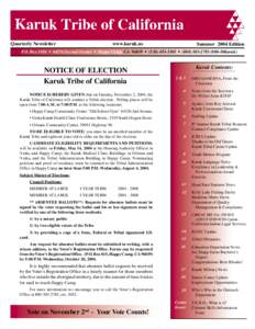 Karuk Tribal Newsletter, Summer[removed]Page 1 Quarterly Newsletter