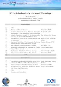 SOLAS–Ireland 4th National Workshop Moore Institute National University of Ireland, Galway Wednesday 17 December, ^@¯²