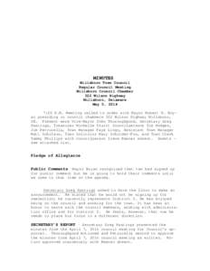 MINUTES Millsboro Town Council Regular Council Meeting Millsboro Council Chamber 322 Wilson Highway Millsboro, Delaware
