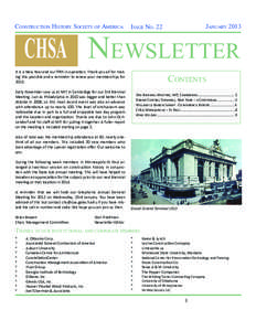 Construction History Society of America  January 2013 Issue No. 22