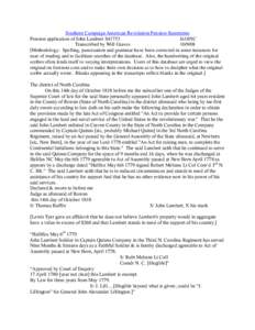 Southern Campaign American Revolution Pension Statements Pension application of John Lambert S41753 fn18NC Transcribed by Will Graves[removed]Methodology: Spelling, punctuation and grammar have been corrected in some in