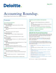 MayAccounting Roundup. Edited by Magnus Orrell and Sean Prince, Deloitte & Touche LLP  Contents