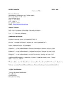 Richard Rosenfeld  March 2014 Curriculum Vitae  Curators’ Professor