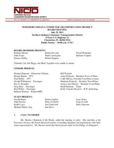 D NORTHERN INDIANA COMMUTER TRANSPORTATION DISTRICT 33 E. U.S. HIGHWAY 12  CHESTERTON, IN[removed]PHONE: [removed]  FAX: [removed]