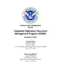   Privacy Impact Assessment for the  Integrated Digitization Document