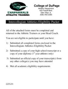 College of DuPage Athletic Department 425 Fawell Blvd. Glen Ellyn, IL[removed]