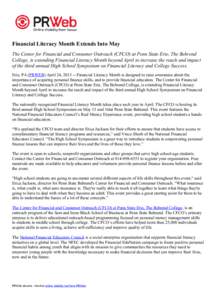 Education / Sam and Irene Black School of Business / Financial Literacy Month / Penn State Erie /  The Behrend College / Financial literacy / National Financial Educators Council / CFCO / Erie /  Pennsylvania / Vince Shorb / Pennsylvania State University / Pennsylvania / American Association of State Colleges and Universities